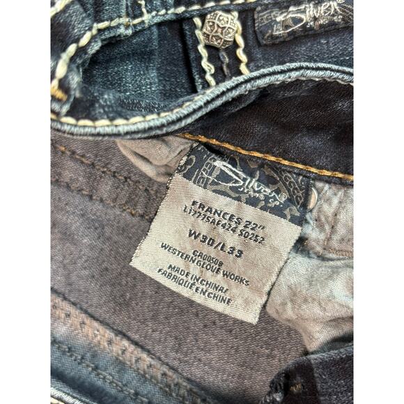 Silver Jeans Women's Bedazzled Flare Wide Leg Bootcut Jeans Size 30 X 33 - Picture 4 of 14